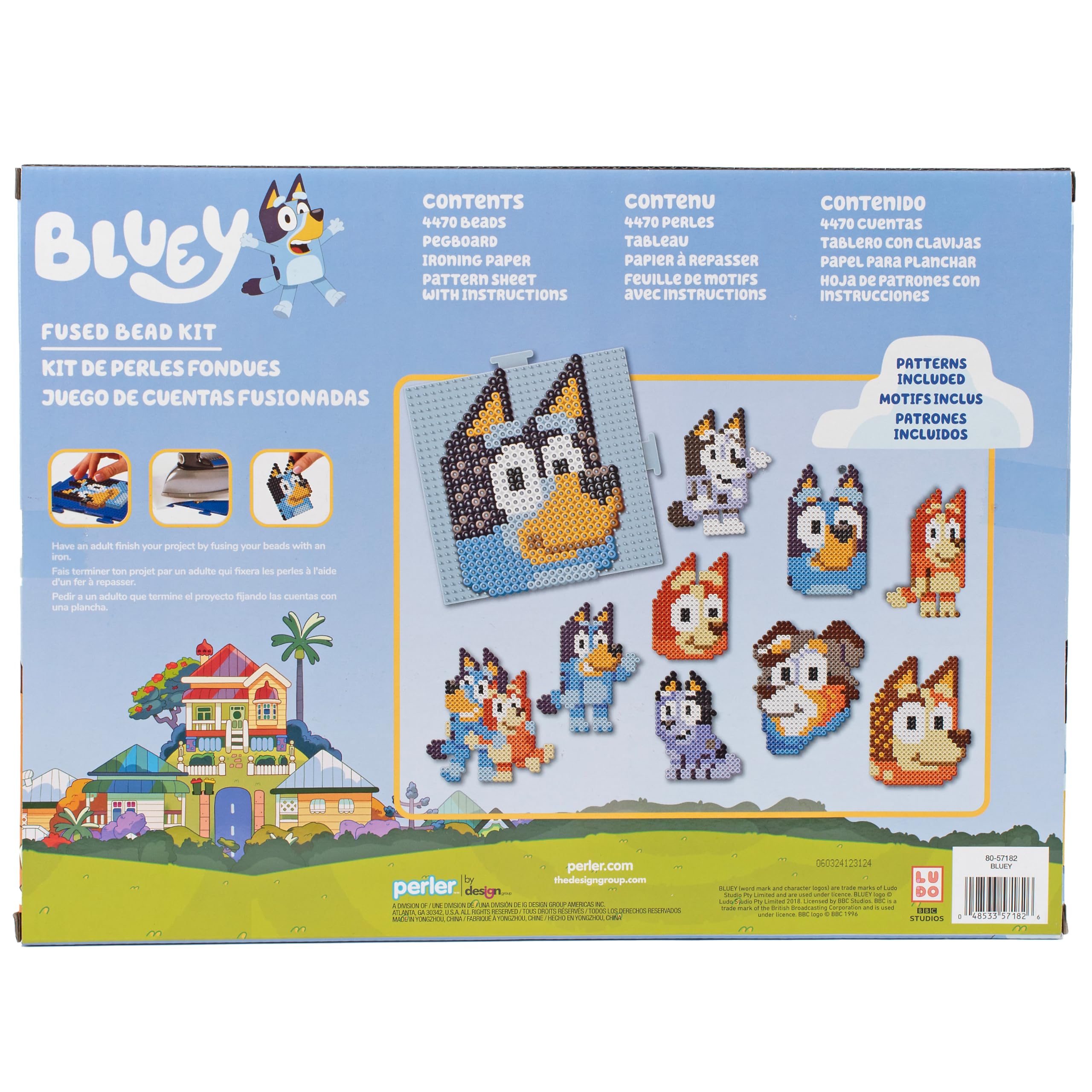 Perler 80-57182 Bluey Fused Bead Deluxe Box Kit, 10 Unique Patterns, Multicolor, 4473 Pieces