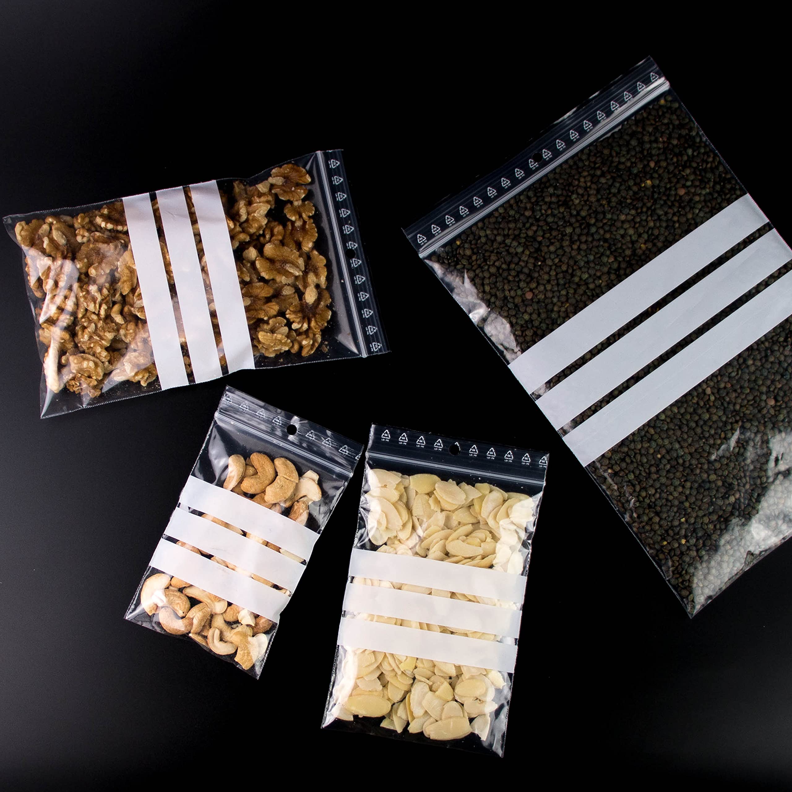 Bolsas transparentes con cierre zip, plástico apto para alimentos, lote de 100 unidades, 12 x 18 cm
