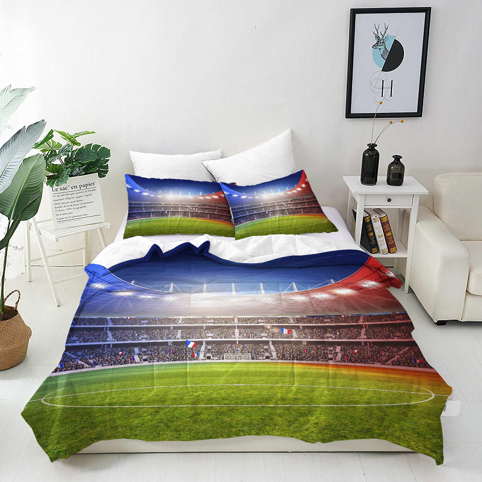 ANHOPE Custom Duvet Cover Set Customized Size 3 Pcs Bedding Set for All Season Sports Football Field Soccer Stadium 3D Printed Pattern Personalised Quilt Cover for Kids Adults Birthday Wedding — image 1