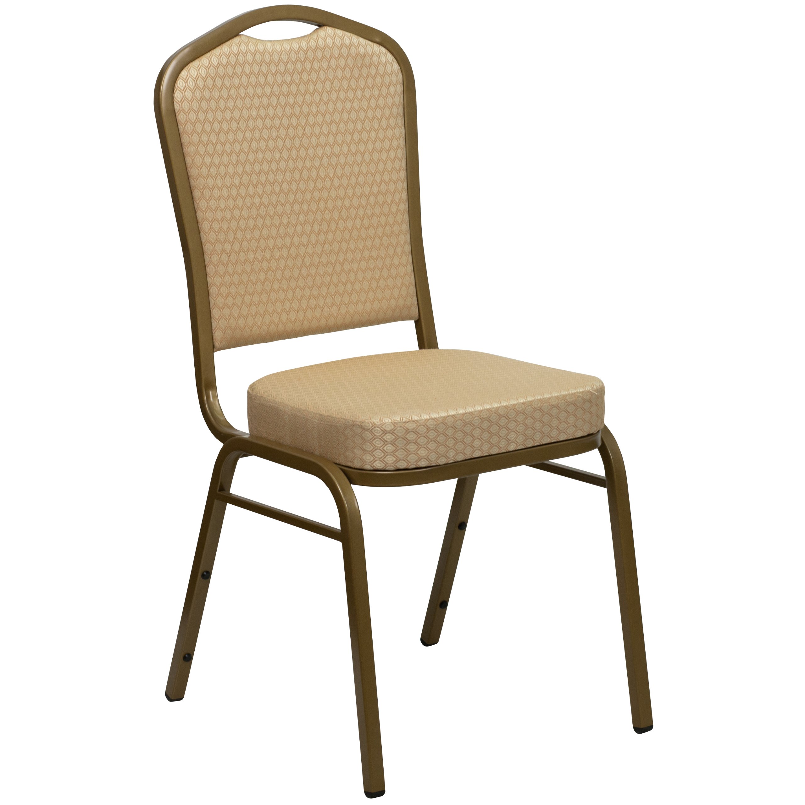 Flash Furniture Beige Patterned Fabric/Gold Frame / Set of 1 / Traditional Stacking Chairs