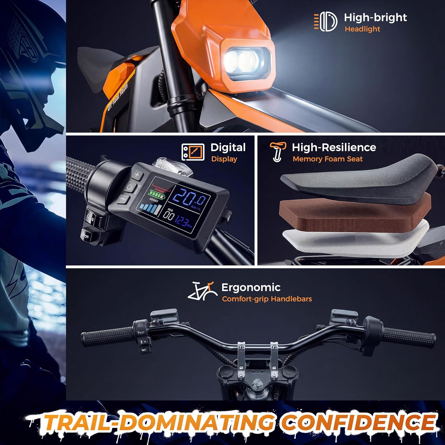 Electric Dirt Bike for Adults Offroad Ebike 𝟰𝟬𝟬𝟬𝗪-𝟱𝟬𝟬𝟬𝗪 Peak 20Ah-27Ah Battery 14-19" Fat Tire with NFC Start Dual Suspension Electric Bicycle