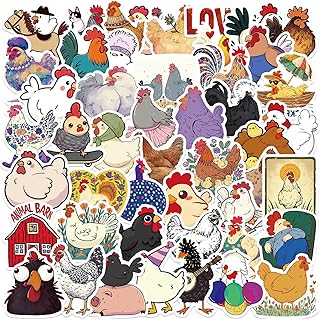 50PCS Funny Chicken Stickers for Teens Boy Girls Kids Cute Cartoon Hen Stickers Rooster Vinyl Waterproof Sticker Lovely Cartoon Chicken Decals Pack for Party Supplies School Reword