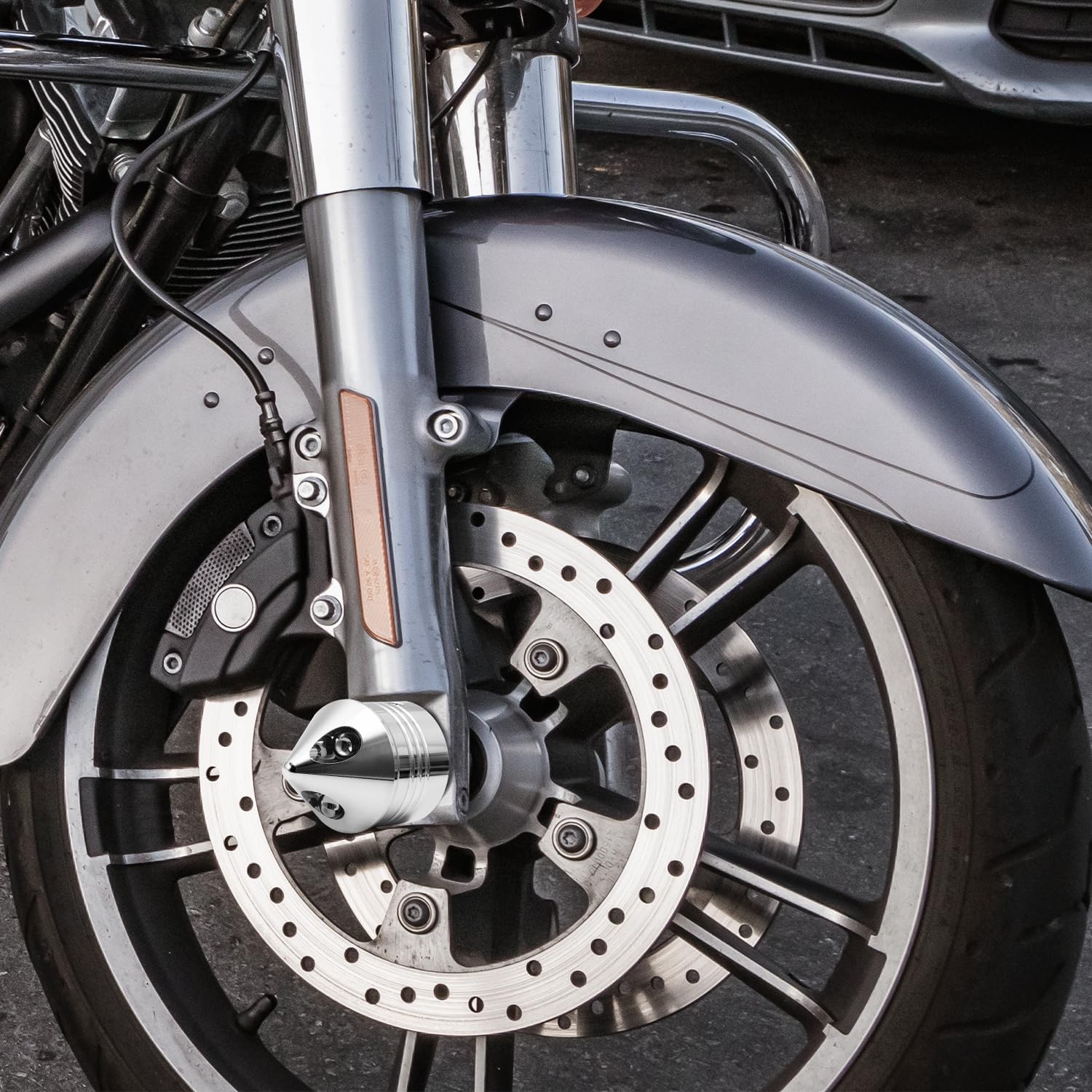 Front Alxe Nut Covers, Chrome Axle Caps CNC Cut Compatible for Harley Davidson Sportster Dyna Softail Street Tri Glide Road King Electra Fat Boy