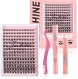 Fenshine Cluster Lashes Individual Lashes Wide Stem 168 PCS D Curl 9-16mm Length DIY Eyelash Extension Individual Soft False for Personal Use at Home