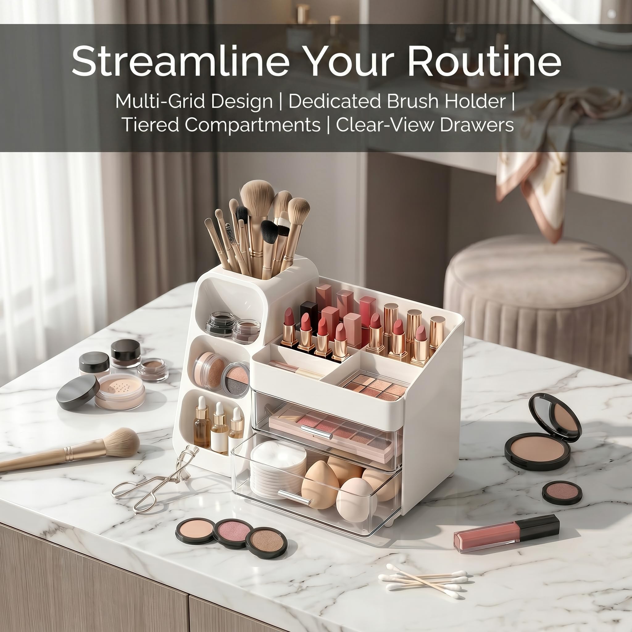 Amazon.com: KQJS Makeup Organizer for Vanity - Large Skincare