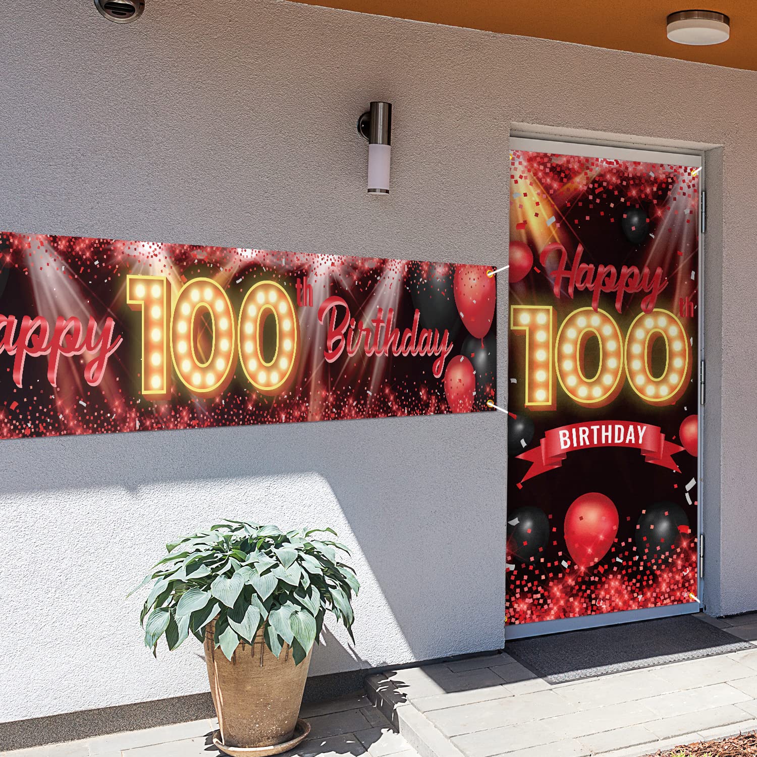Türbanner & Banner Set Zum 95. Geburtstag – Blaue Deko Für Veranda, Wand, Party – Inkl. Aufhängebändern