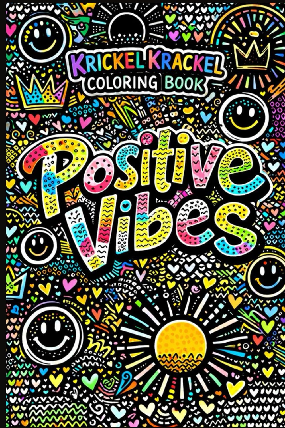 Krickel Krackel Positive Vibes Coloring Book: 55 Motivational Coloring Pages with Daily Quotes, Bold Doodles and Black-Heavy Designs