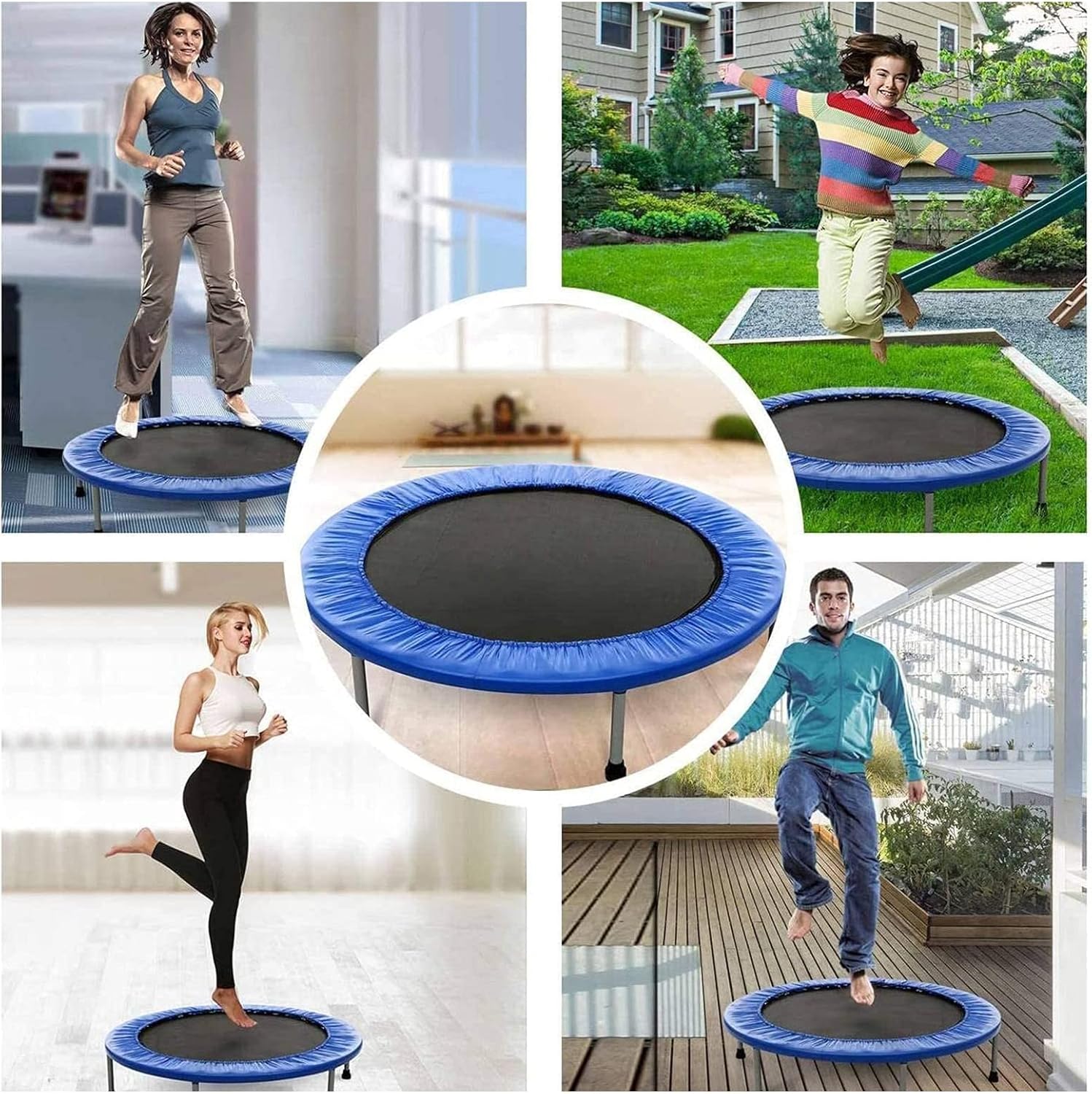 Sponge Safety Replacement Trampoline Surround Pad, Standard Size Replacement with Spring Guard Cover and Edge Protection, Tear-Resistant(Camouflage,54in/D=1.37m)