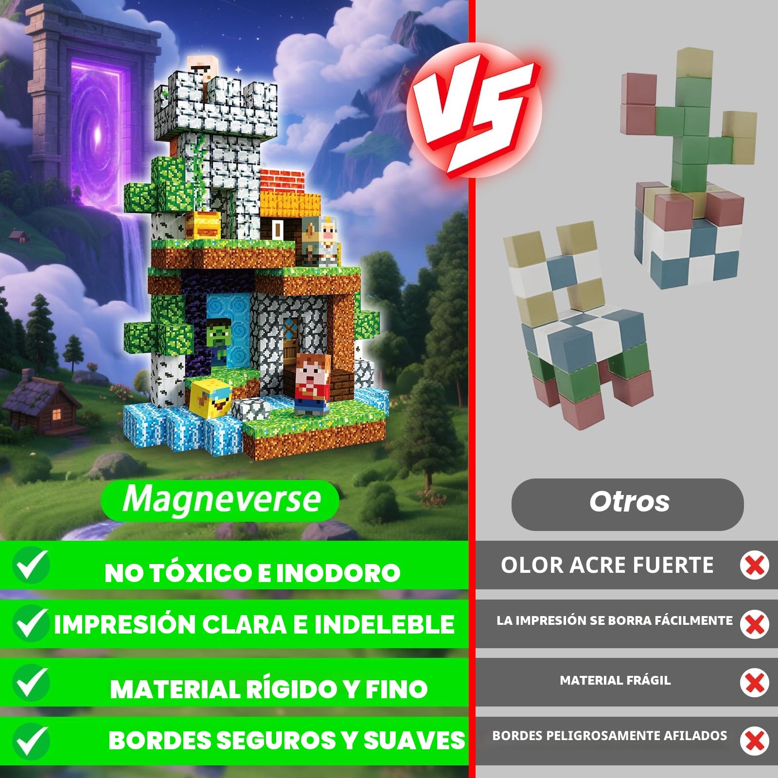 Magneverse Bloques de Construcción Magnéticos 200 Piezas - Set Aventura en el Bosque Magnetic Blocks - Juguete Montessori para Niños 3+ Años - Construcciones Magneticas Niños Regalo para Niños y Niñas