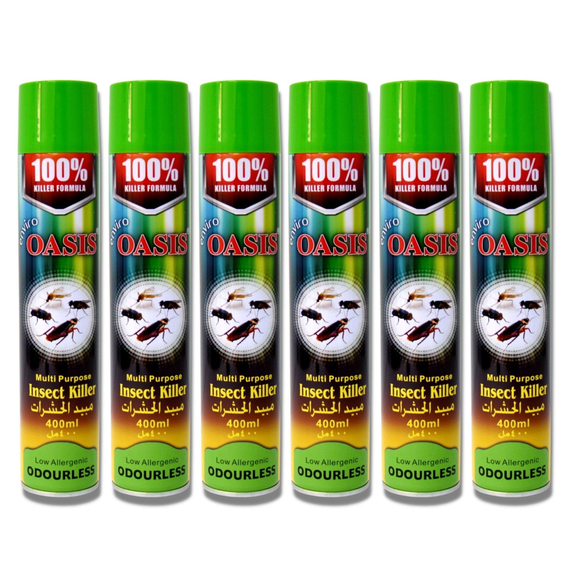 Enviro Oasis Multi purpose Low Allergenic Odourless Insect Killer Spray, 100% Mosquito, Fly, Cockroach Killer Formula 400ml (Pack of 6)
