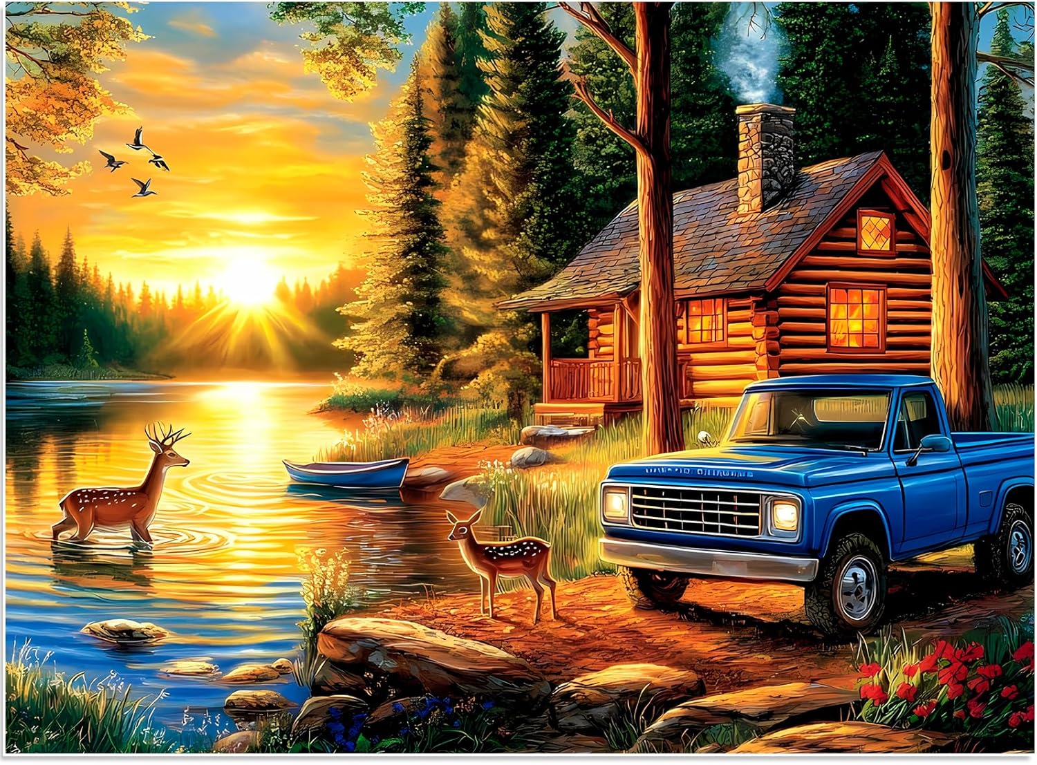 300 Piece Jigsaw Puzzle for Adults, Deer Forest Puzzles 300 Pieces for Adults Fit Together Perfectly, Challenging Puzzle for Friends Family Activity Game Nights- Finished Size 20.5×15