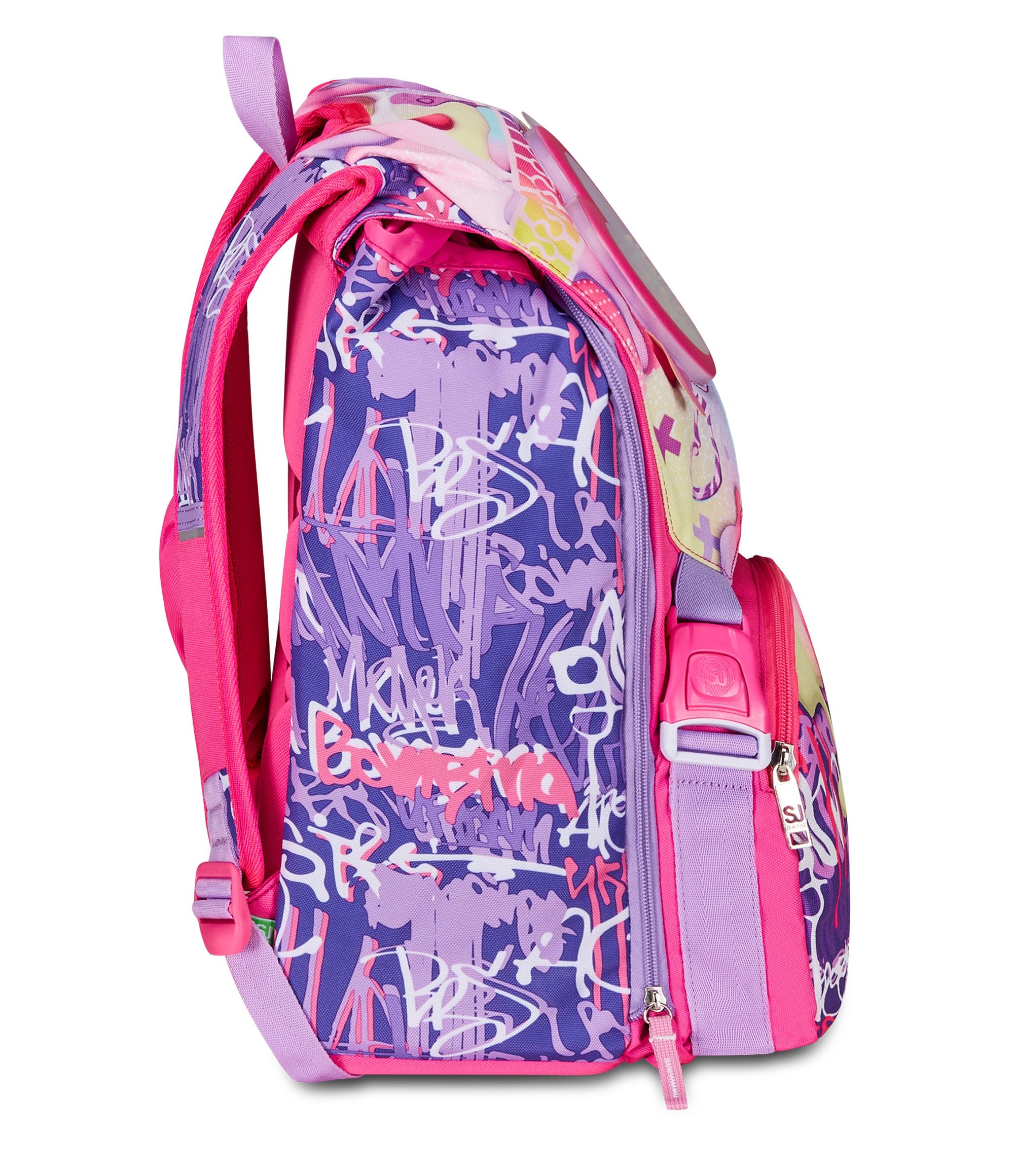 SJ GANG STYLE JAM GANG Zaino Scuola Estensibile, Rosa, Sphere Full Girl, Zaino Doppio Scomparto Estensibile Tramite Zip Laterali, Tasca Porta Borraccia, Scuole Elementari e Medie, Bambina Ragazza