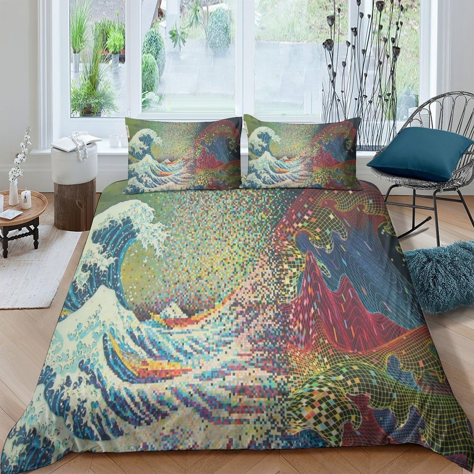 Housse de couette japonaise 200x200 anti-plis en microfibre avec fermeture éclair durable