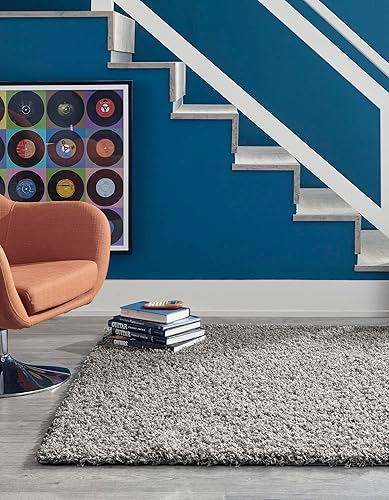 Miniatura 4 de Unique Loom Solid Shag Collection - Alfombra rectangular (4 pies 1 pulgada x 6 pies 1 pulgada, color gris nube)