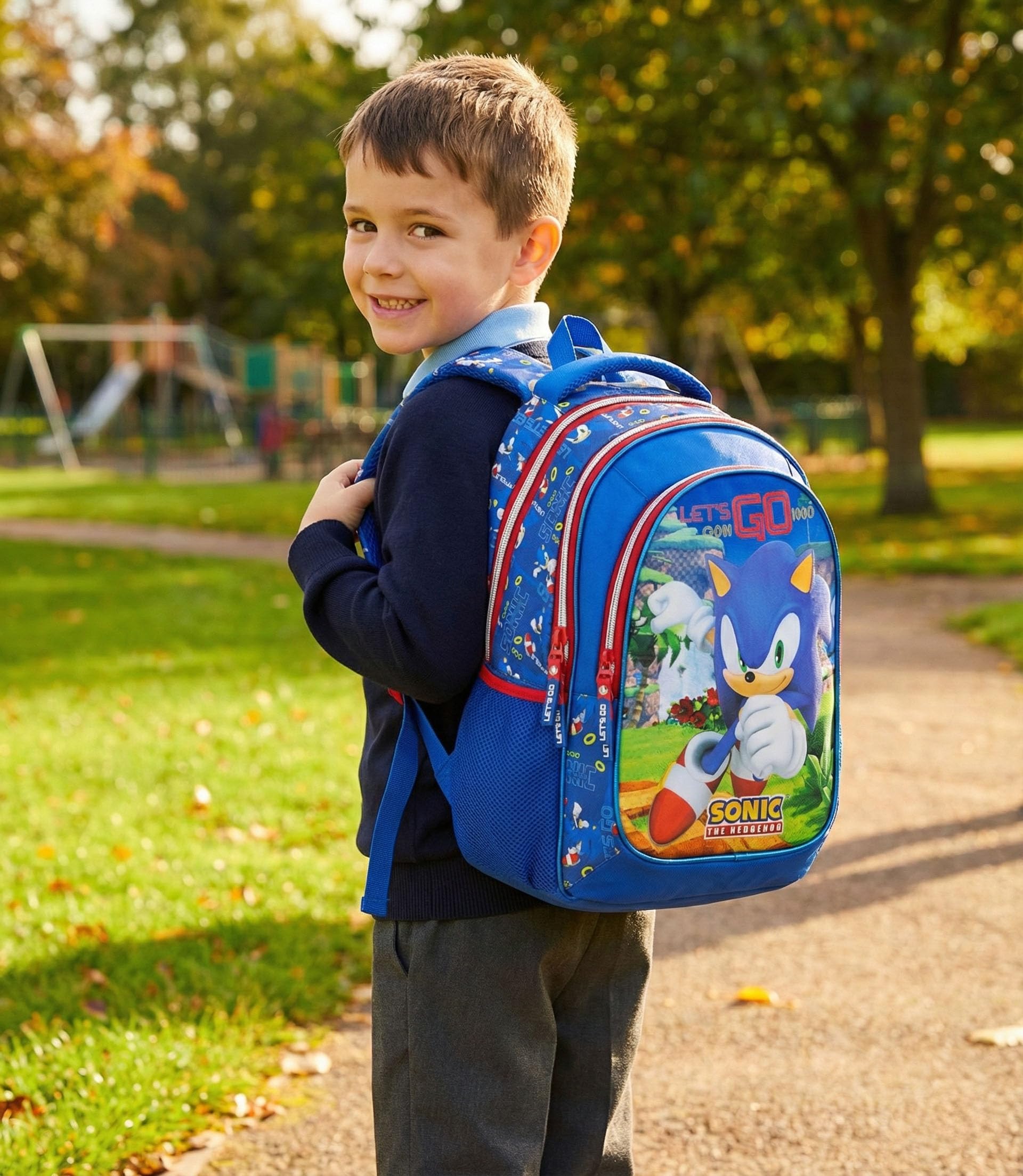 Clondo Zaino Scuola Elementare Bambino 43x33x20 cm – Multitasche Per Sonic Fan – Schienale Ergonomico, Spallacci Imbottiti, Tasche Porta Borraccia, Grande Capacità e Design Brillante | Scuola Elementare Bambino, Schienale Ergonomico, Spallacci Imbottiti,