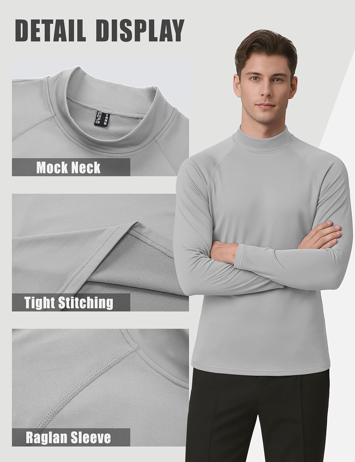 Cavva Men's Thermal Fleece Lined Shirts Mock Neck Long Sleeve Undershirt Athletic Casual Base Layer Winter Top - Image 5