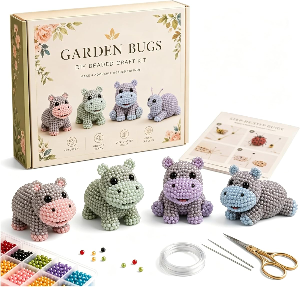 Pequeño kit de bricolaje de animales con cuentas 3D, 2026 nuevo kit de manualidades de animales con cuentas pequeñas, juego de bordado de cuentas hecho a mano con cuentas coloridas e instrucciones, regalo creativo para adultos y principiantes (azul)