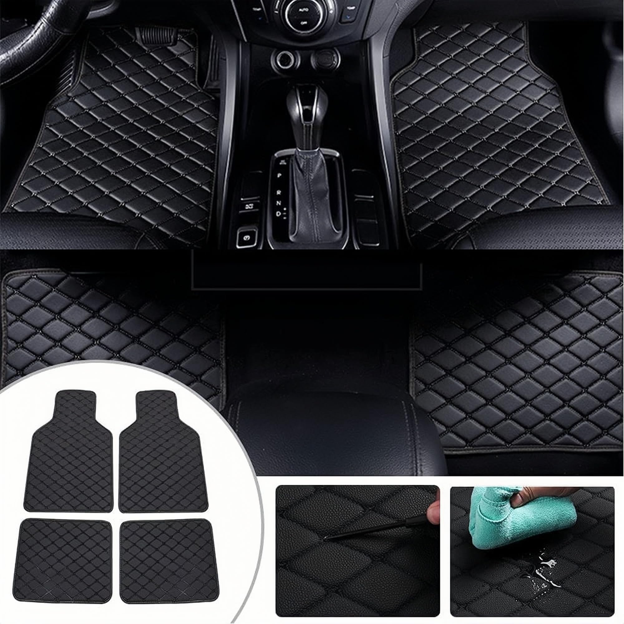 Lederen Autovloermatten Voor Skoda Fabia III (2014-2019 2020 2021), Automatten Beschermende Liner Voet Pads Tapijten Vloerbekleding Tapijt Antislip Waterdichte Accessoires,BlackBlue
