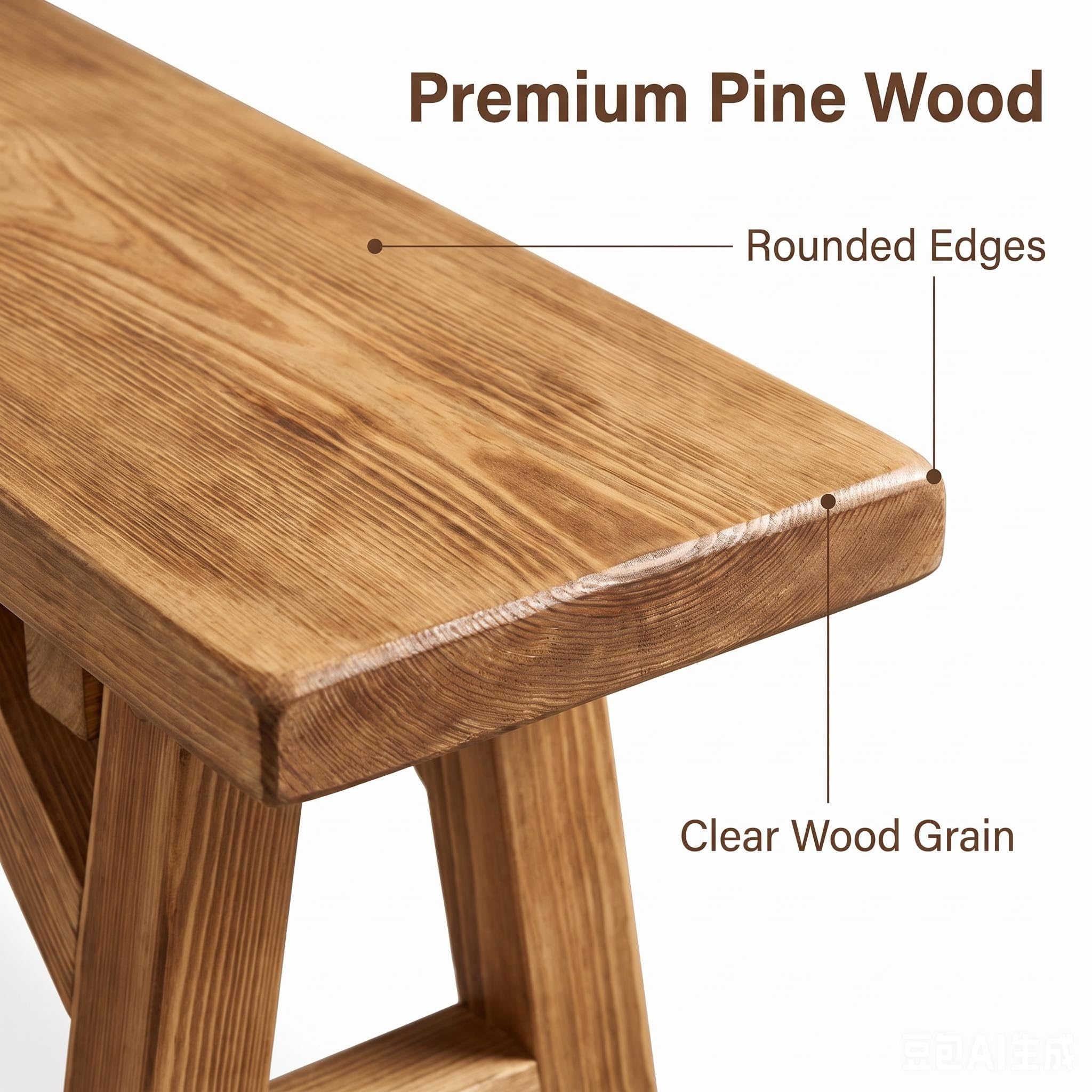 63in Wood Bench for Dining Entryway, Solid Pine