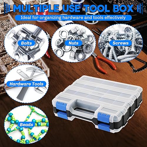 Miniatura 6 de Organizador de piezas pequeñas  Caja de almacenamiento para herramientas, caja de herramientas con 34 compartimentos, caja organizadora de doble