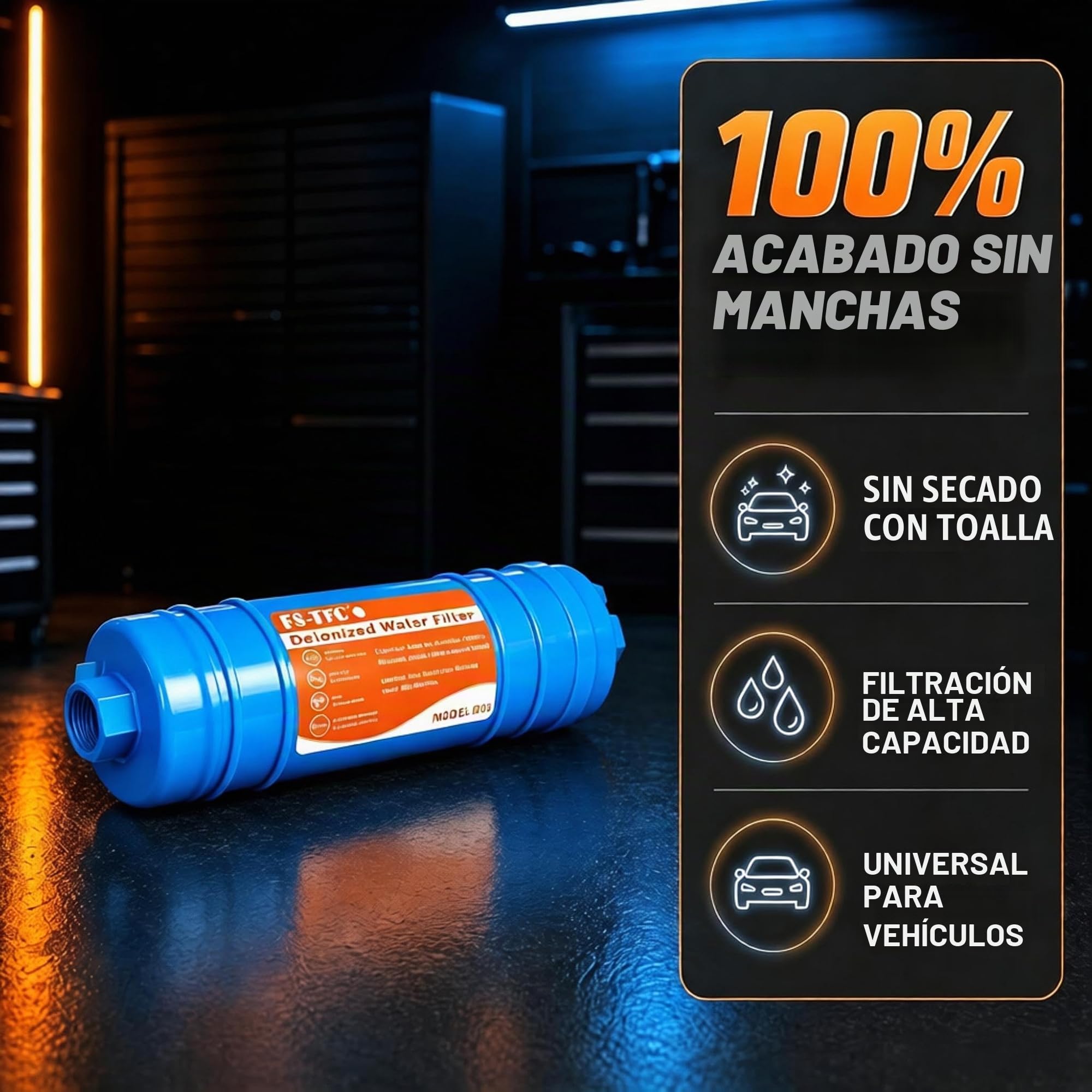 Filtro de agua en línea para lavado de autos sin manchas, Filtro de agua desionizada, Sin manchas, Funciona para todos los vehículos, RV, motocicletas, ventanas, barcos, aviones y más