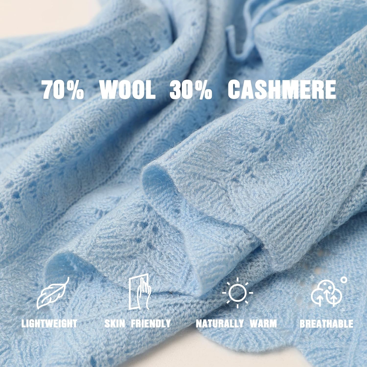 Cashmere Wool Blend Wrap, Pashmina Wraps for Women, Travel Wrap & cashmere poncho, Soft Breathable for All Seasons