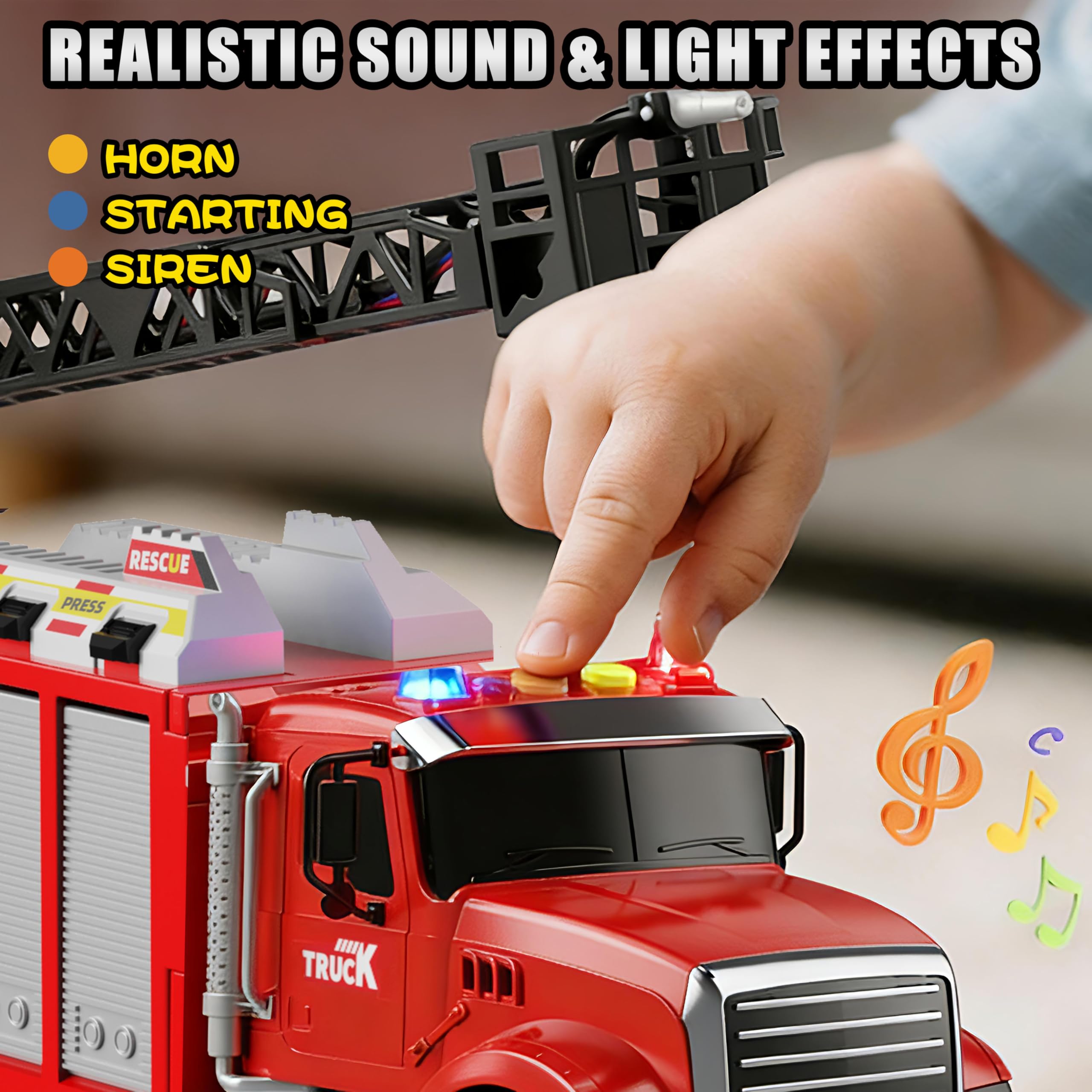 6in1 Large Water Fire Truck Toy w/6 Race Cars