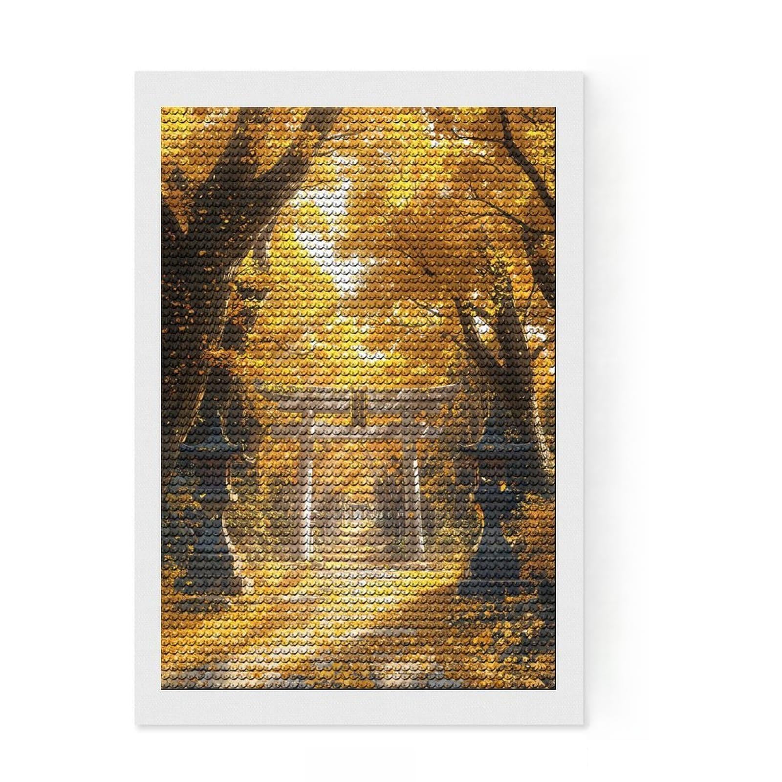 Junmoney Golden Shrine of Amaterasu Diamond Painting Set 8"x12", Holiday Gift Idea, for Women, Easy Handmade Project, Vintage Style Decor