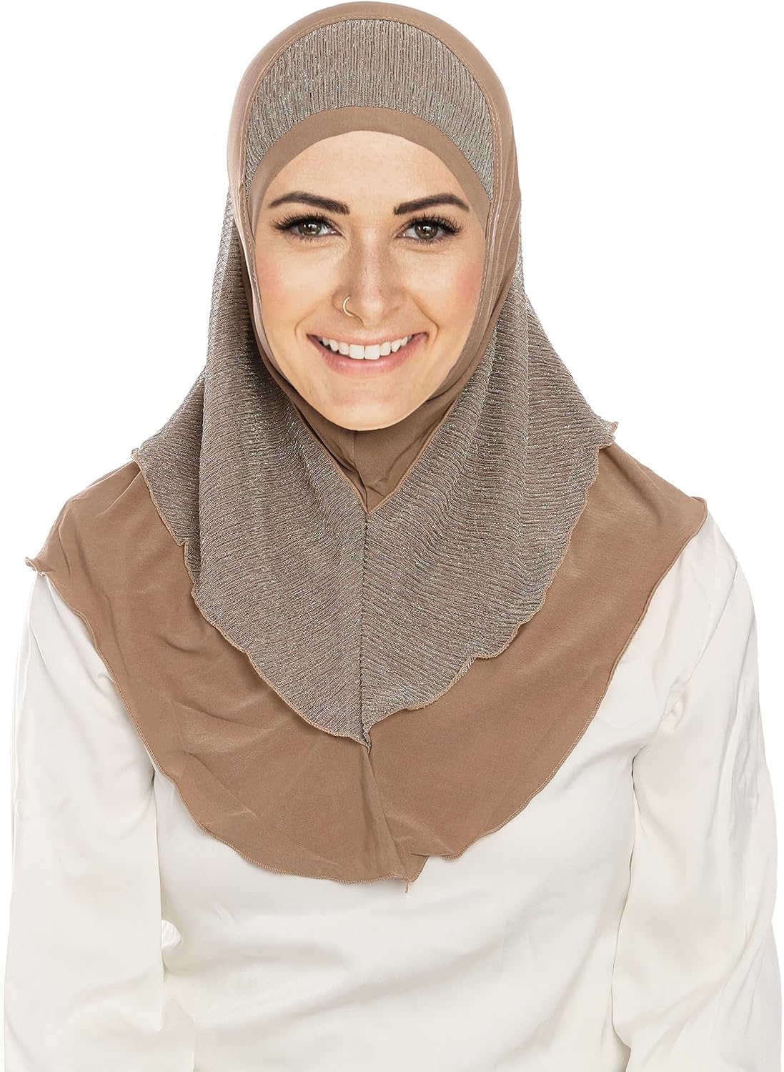 Instant Hijab for Women and Muslim Girls - Soft Scarf Easy to Wear Headscarf - Spun Gold Jilbab Daily Islamic 1pc