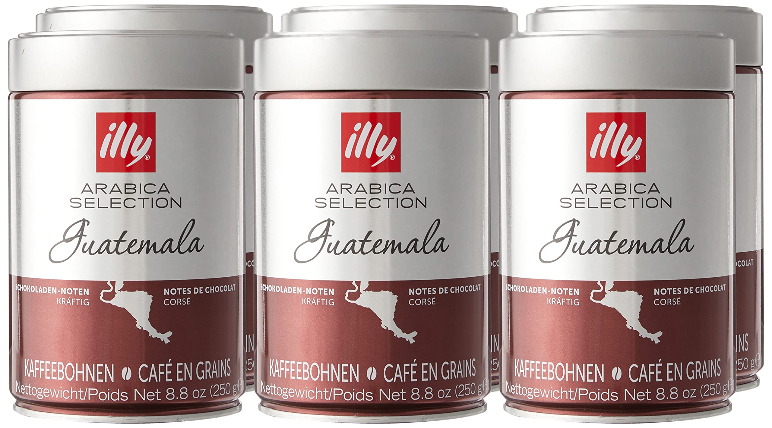 Illy Café en Grano Torréfié Arábica Selección Guatemala, 6 cajas de 250 g