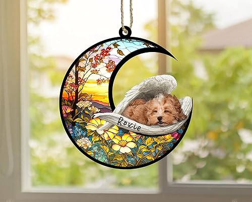 Miniatura 239 de Chow Chow Dog Memorial Suncatcher, adorno de Navidad Chow Chow con nombre, atrapador de pérdida de mascotas, regalos para los amantes de los perros