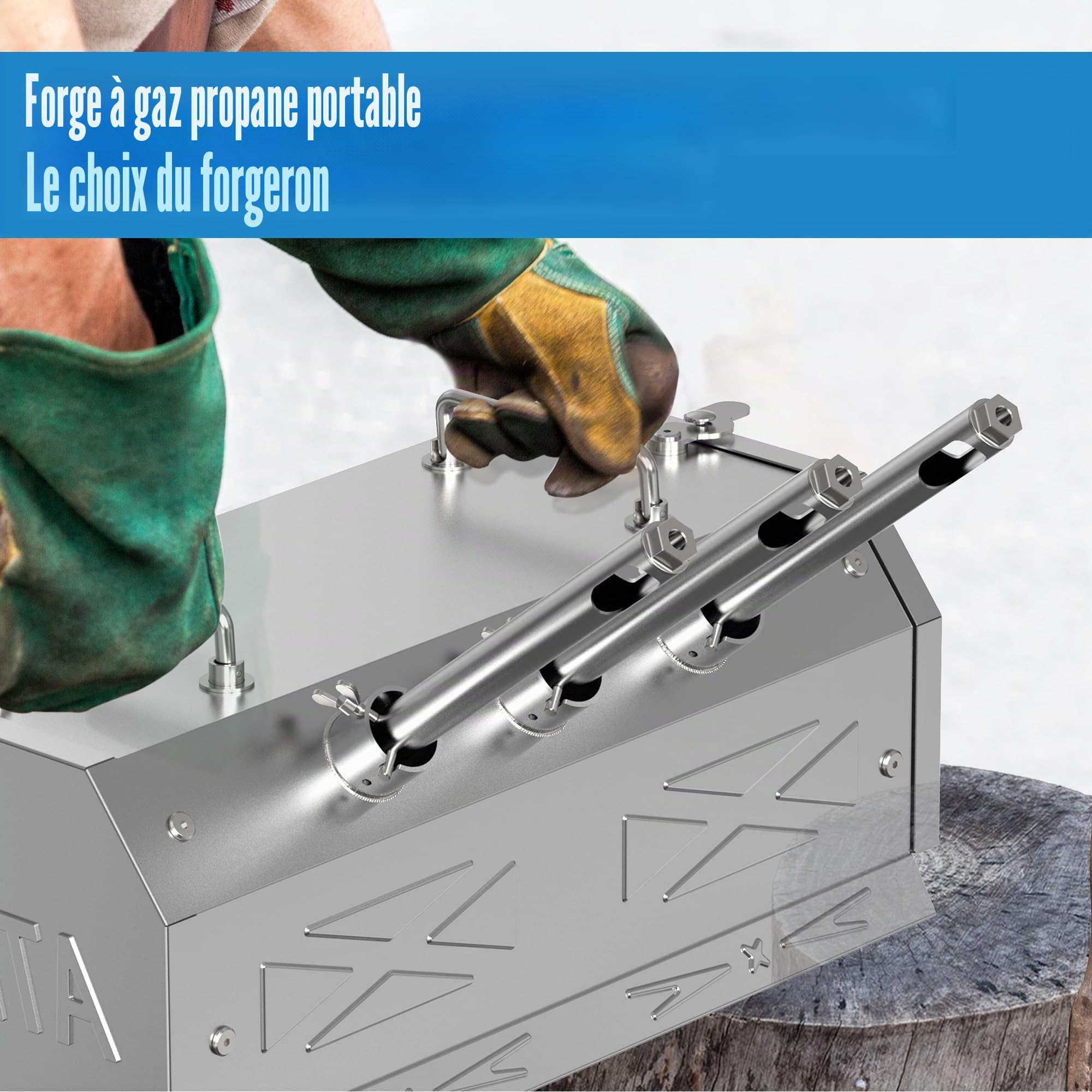 GY300 Ensemble forgé au propane à trois moulages en acier inoxydable, four à fusion portable, artiste, passe-temps, construction de couteaux, construction d'outils, serrurier