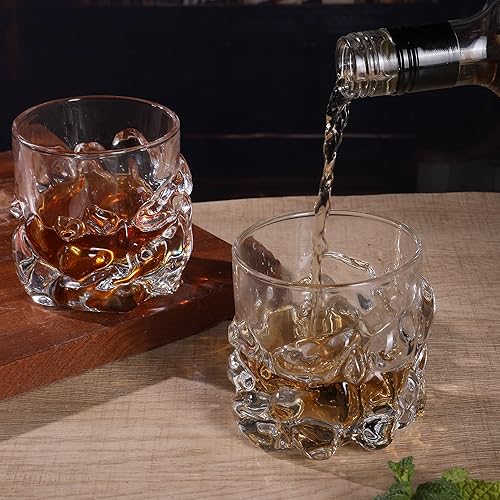 Miniatura 7 de Juego de 2 vasos de whisky de cristal pesado, 10 onzas, vasos de whisky antiguos, regalo para cócteles escoceses, ron, coñac, vodka, licor - regalo