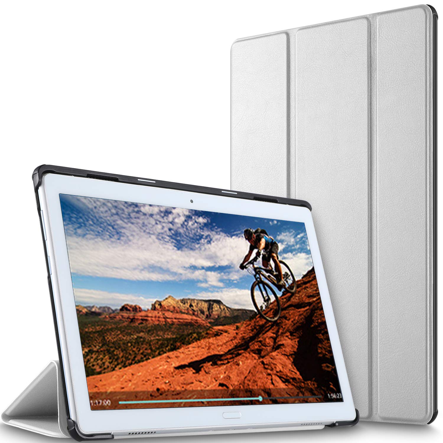 ELTD Case Thin Leather Flip Stand Tablet Protector, Auto Wake/Sleep Lightweight Slim-Shell Cover Compatible for Lenovo tab P10