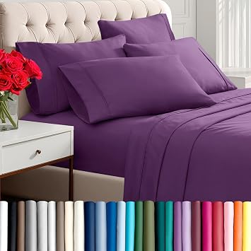 Bare Home California King Sheet Set - 6 Piece Set - Hotel Luxury Bed Sheets - Ultra Soft - Deep Pockets - Easy Fit - Cooling & Breathable Sheets - Wrinkle Resistant - Plum - Cal King Sheets - 6 PC