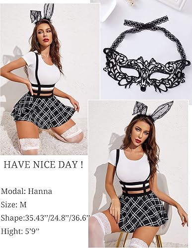 Miniatura 3 de Avidlove - Falda sexy para mujer, acampanada, plisada, corta con tirantes