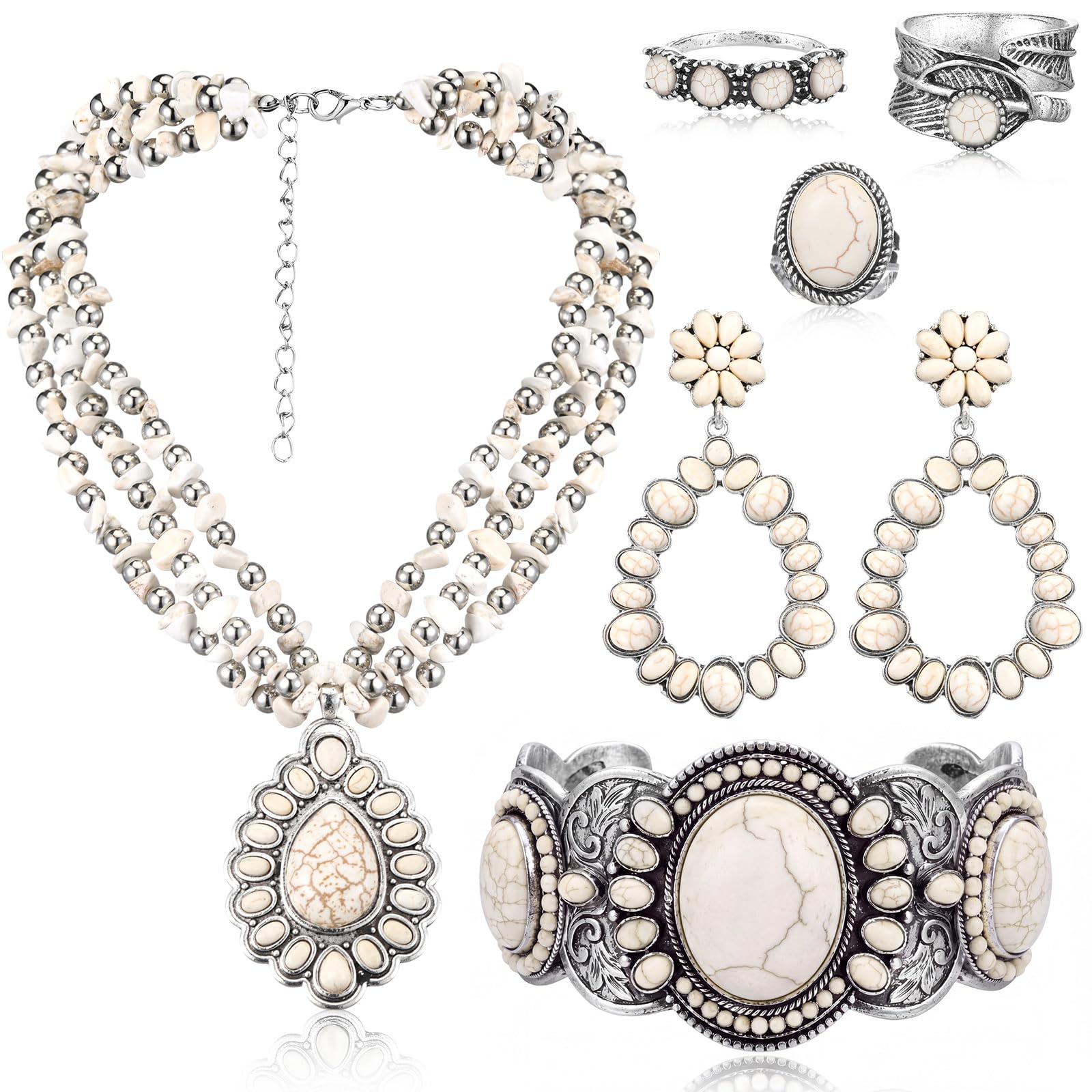 Ecally Western Turquoise Jewelry Set for Women
