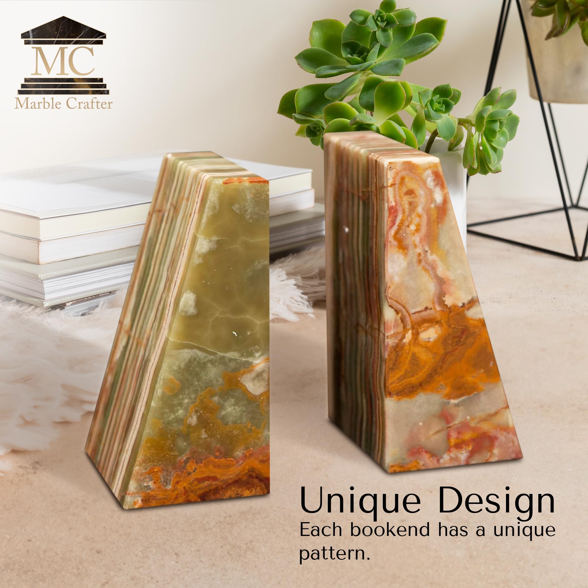 Amazon.com: Modern Wedge Marble Bookends – Hand Carved, Polished