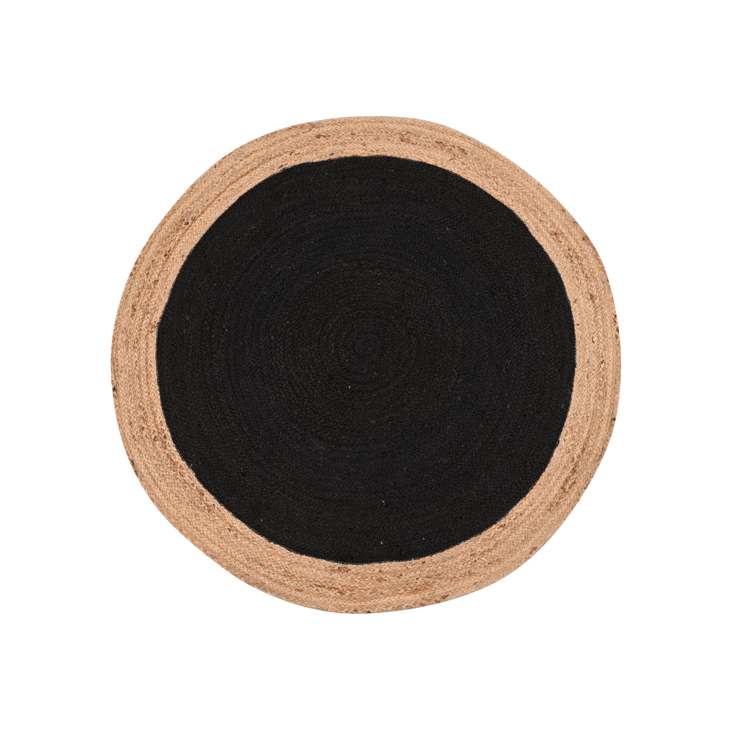 Tapis en jute tressé à la main en fibres naturelles, tapis bohème tressé à la main écologique pour chambre, cuisine, salon, maison de campagne (noir naturel, rond 3,35 m)