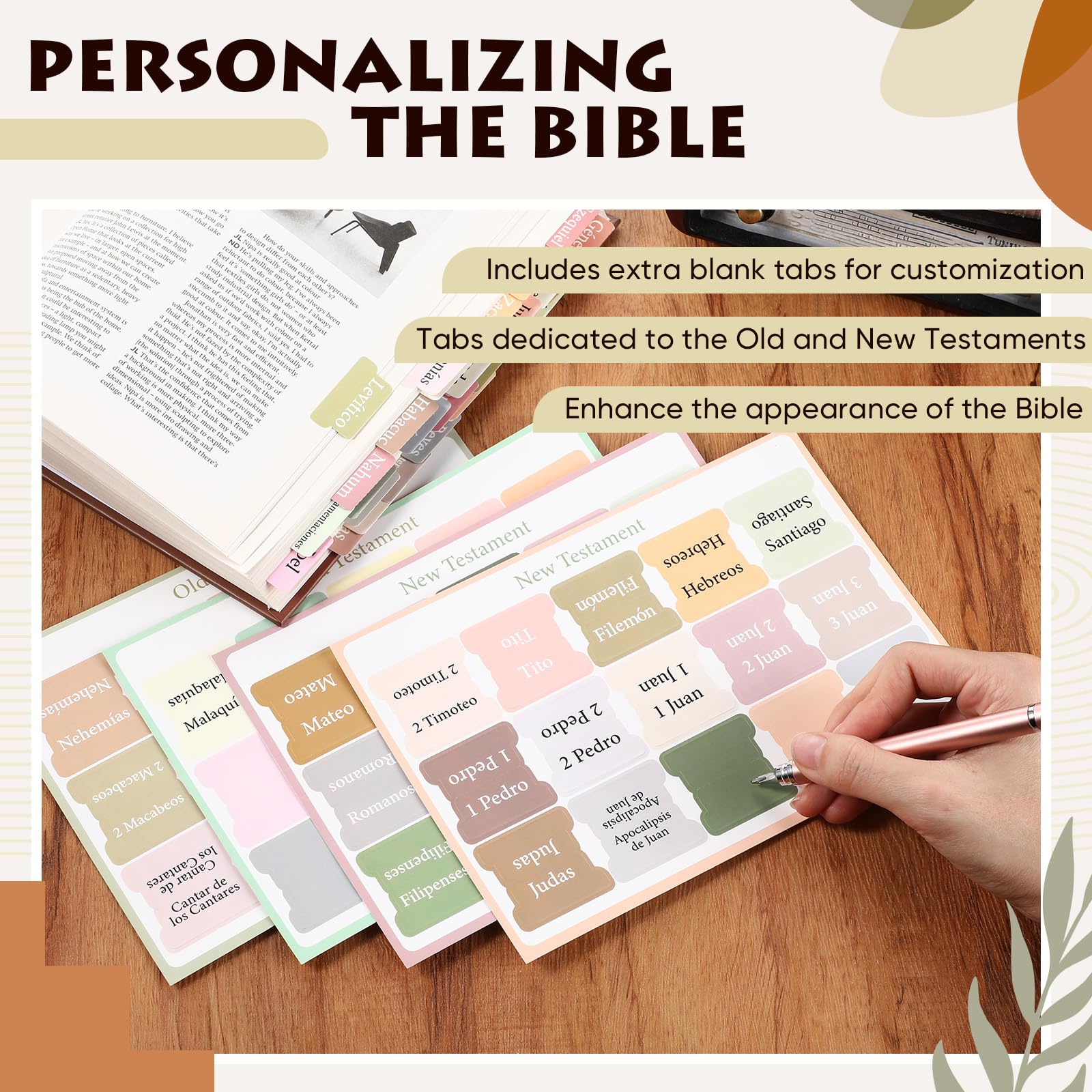 Noveread Pestanas Para Biblia En Espanol Spanish Bible Tabs Earth Tone Bible Book Tabs Catholic for Women and Men, Easy to Read, Apply - Image 4