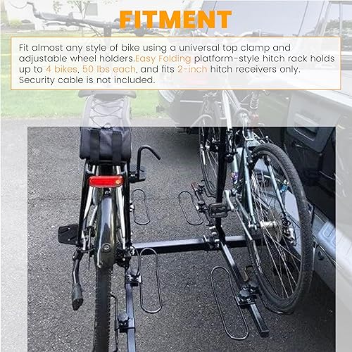 Miniatura 3 de Portabicicletas universal para 4 bicicletas, estilo plataforma, compatible con receptor de enganche de 2 para camioneta deportiva, SUV - de 200