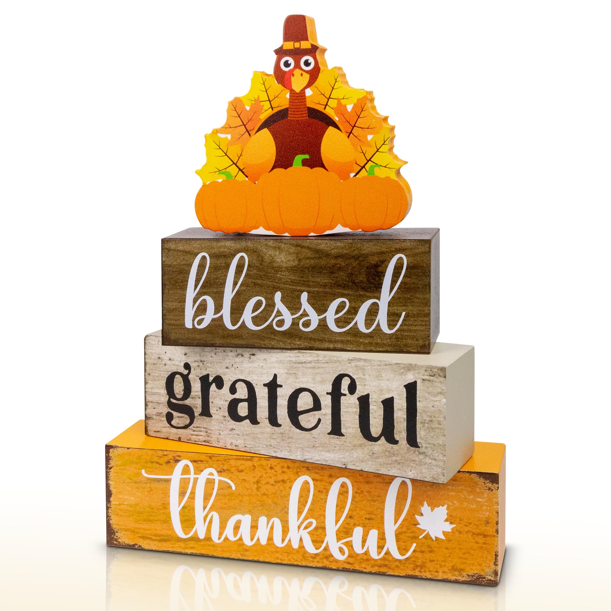 4 Pcs Thanksgiving Wooden Table Decor, Thanksgiving Fall Decorations