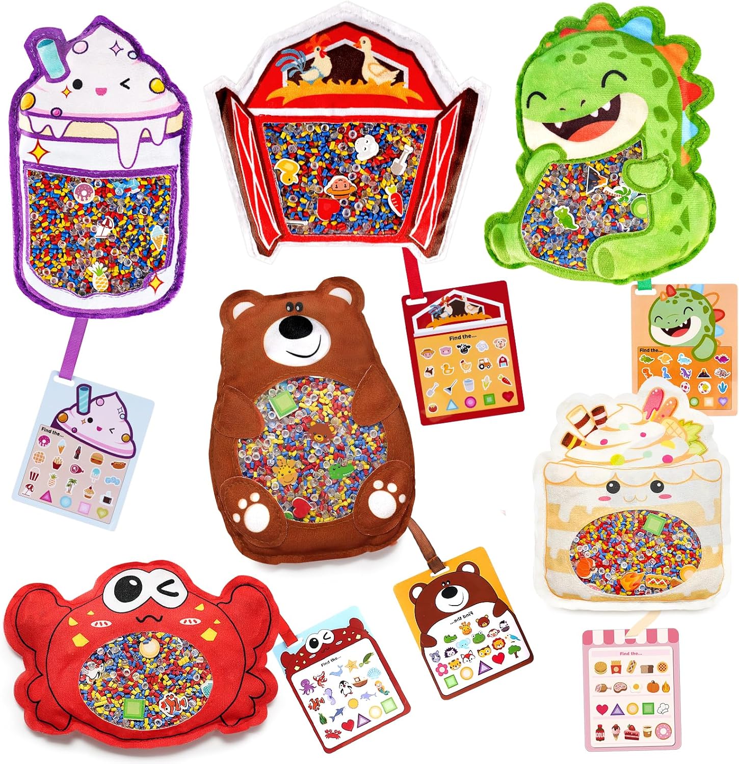Joyreal Hide and Seek Busy Bag- 3 Pack Seek and Find Hidden Object Game, Sensory Hidden Object