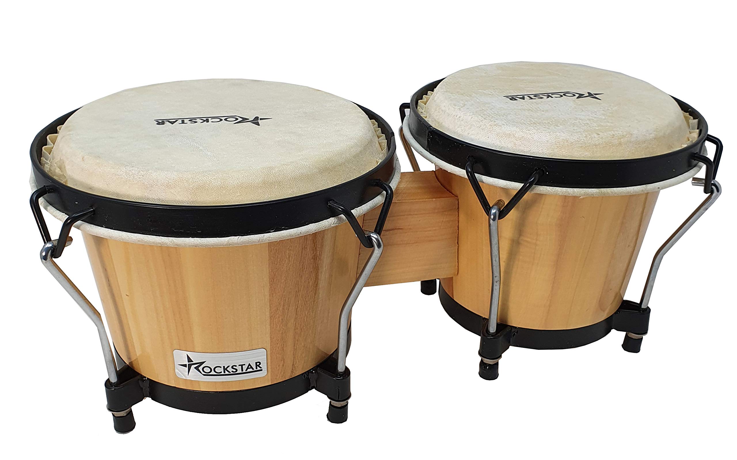 BONGO DE MADERA COLOR NATURAL ROCKSTAR LS105F-NT 6,5" y 7,5" PARCHE PIEL DE BUFALO - ROCKMUSIC