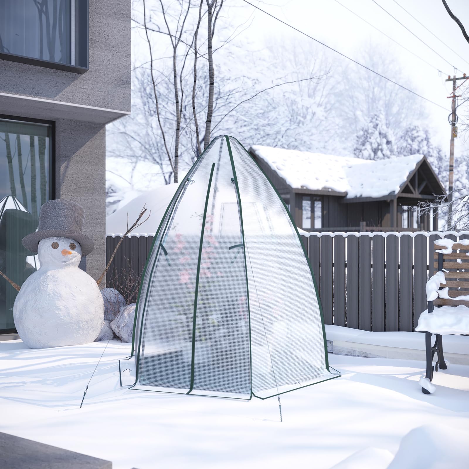WOLTU Serra, Tenda di Coltivazione, Mini Serra, 130gsm PE Isolante Piccola Serra Semi-Traslucida con Porte a Zip e Telo di Fondo per Giardino, Patio, Esterno, 160x160x180cm, Verde
