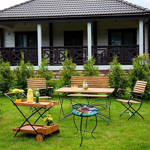 Miniatura 7 de Mesa auxiliar para exteriores, con libélula redonda, pequeña, para patio, jardín, sala de estar, bistró, balcón o césped