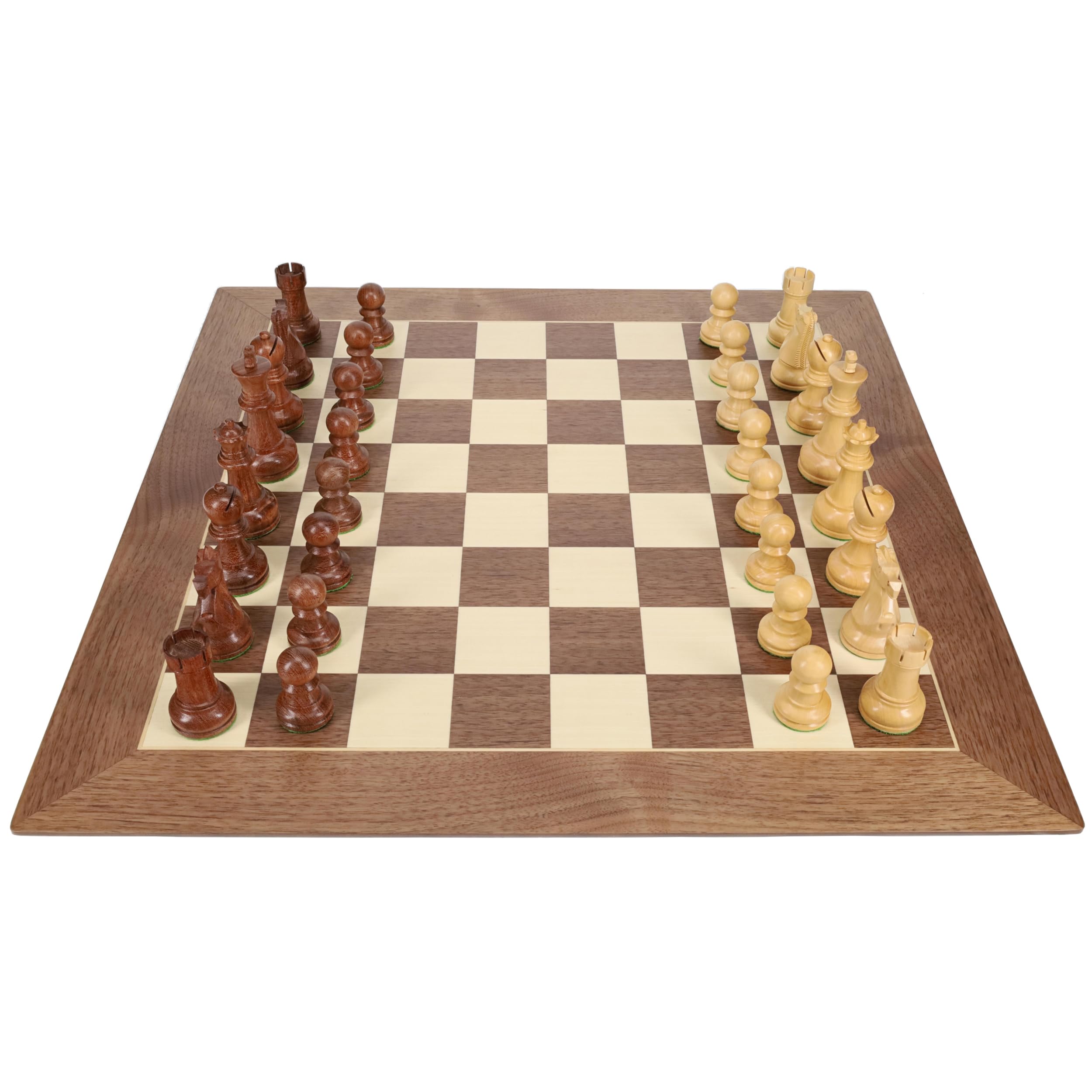 WE Games Luxury Wooden Chess Set - 21.75 inch Walnut and Sycamore Chess Board with Weighted Sheesham & Boxwood Staunton Chess Pieces - Deluxe Handmade Chess Set for Adults