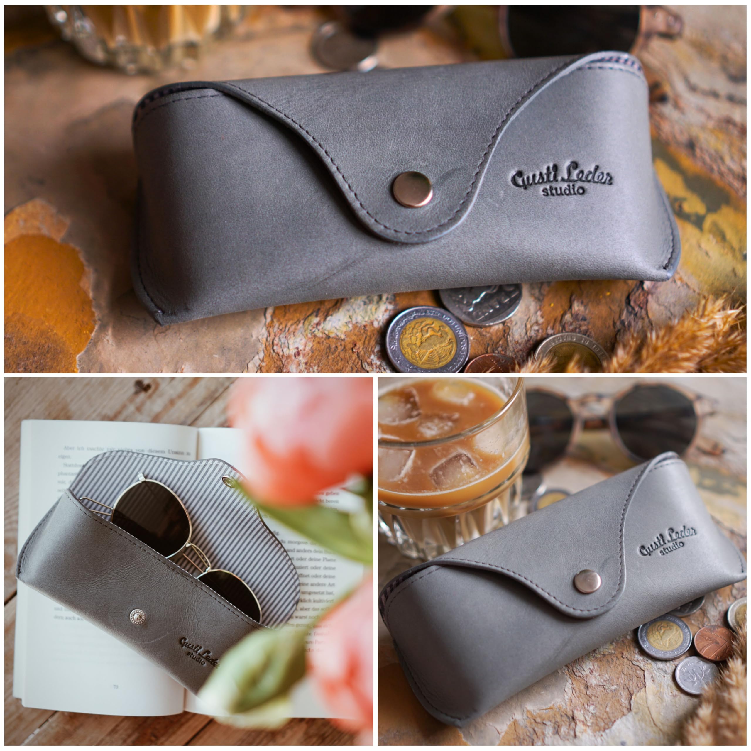 Gusti Cornelius - Funda de piel para gafas, funda de piel