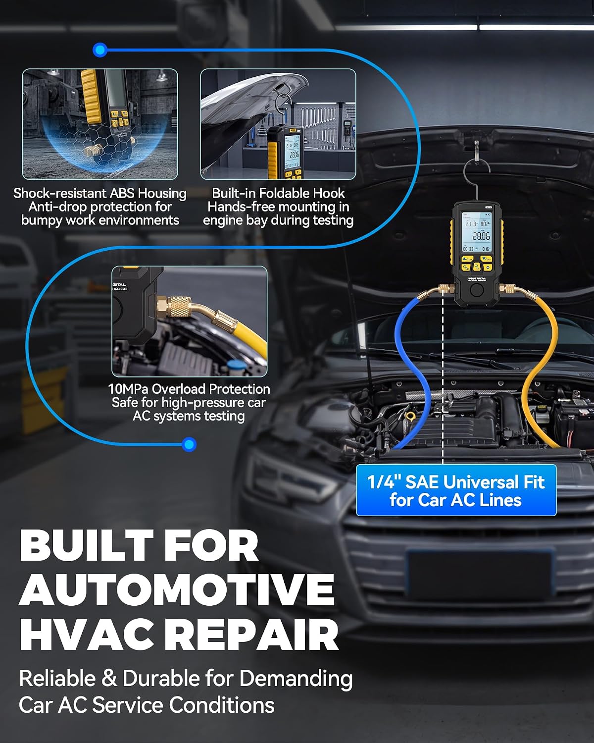 LM100 Smart Digital Vacuum Gauge | Evacuation Mode,Pressure Leak Test,Dual-Mode AC Vacuum Tester,±0.2% FS High Accuracy,Multi-Unit HVAC Leak Detector