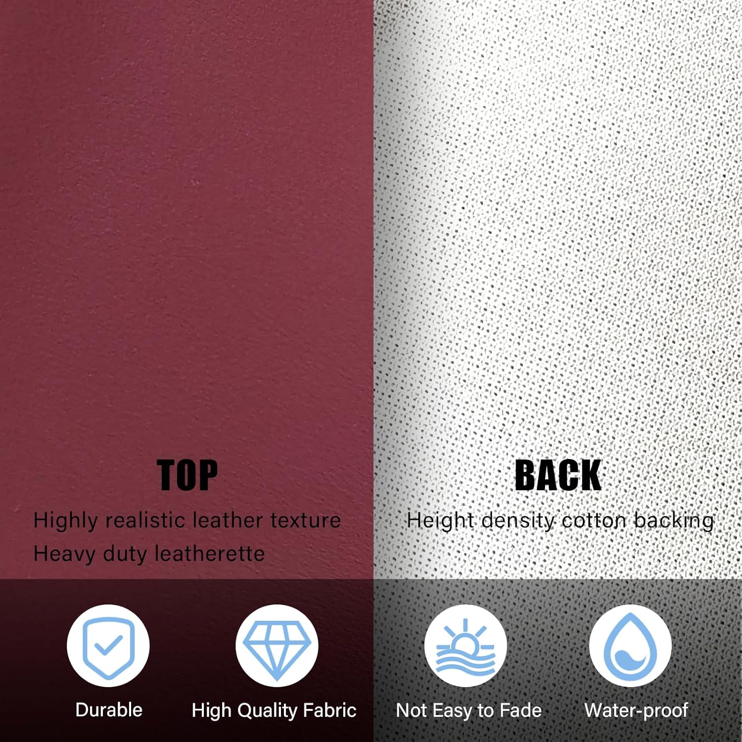 Faux Leather Fabric,54"x36" Thick Durable Synthetic Upholstery Leather Vinyl, Soft Smooth Waterproof, Durable,Replacement Renovate for Wallets, DIY Projects, Furniture, Car Seats 1 Yard-Wine
